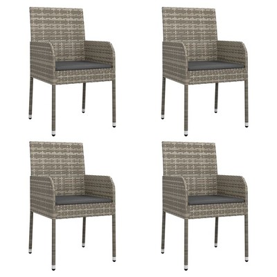 vidaXL Weather-Resistant Patio Chairs, Set of 4, with Cushions, Constructed Out of Poly Rattan & Powder-Coated Steel Frame