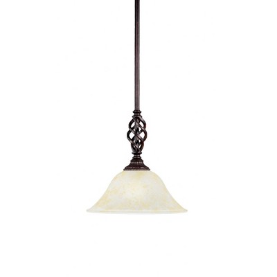 Toltec Lighting Elegante 1 - Light Pendant in  Dark Granite with 10" Amber Marble Shade