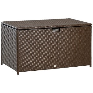 Aghana Digitals 113 Gallon Rattan Outdoor Storage Box with Waterproof Liner & Pneumatic Lift, Steel - 1 of 4