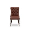 East West Furniture Dallas Parsons Dining Chairs - Button Tufted Nailhead Trim Burgundy faux Leather Upholstered Chairs, Set of 2, Distressed Jacobean - 3 of 4