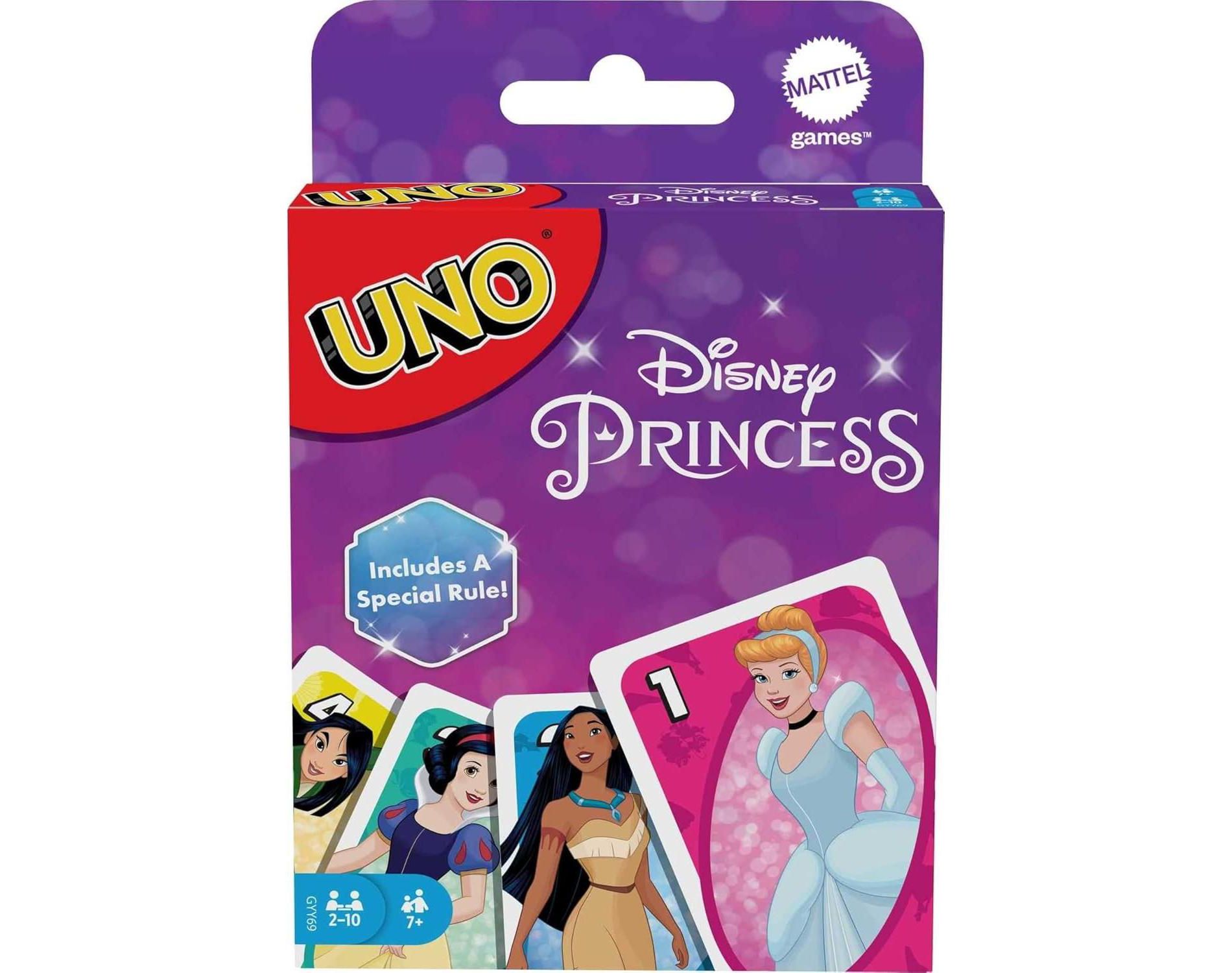Mattel Games UNO Disney Princesses Matching Card Game, 112 Cards with Unique Power of Friendship Wild Card, for Ages 7+, Family and Adult Game Night