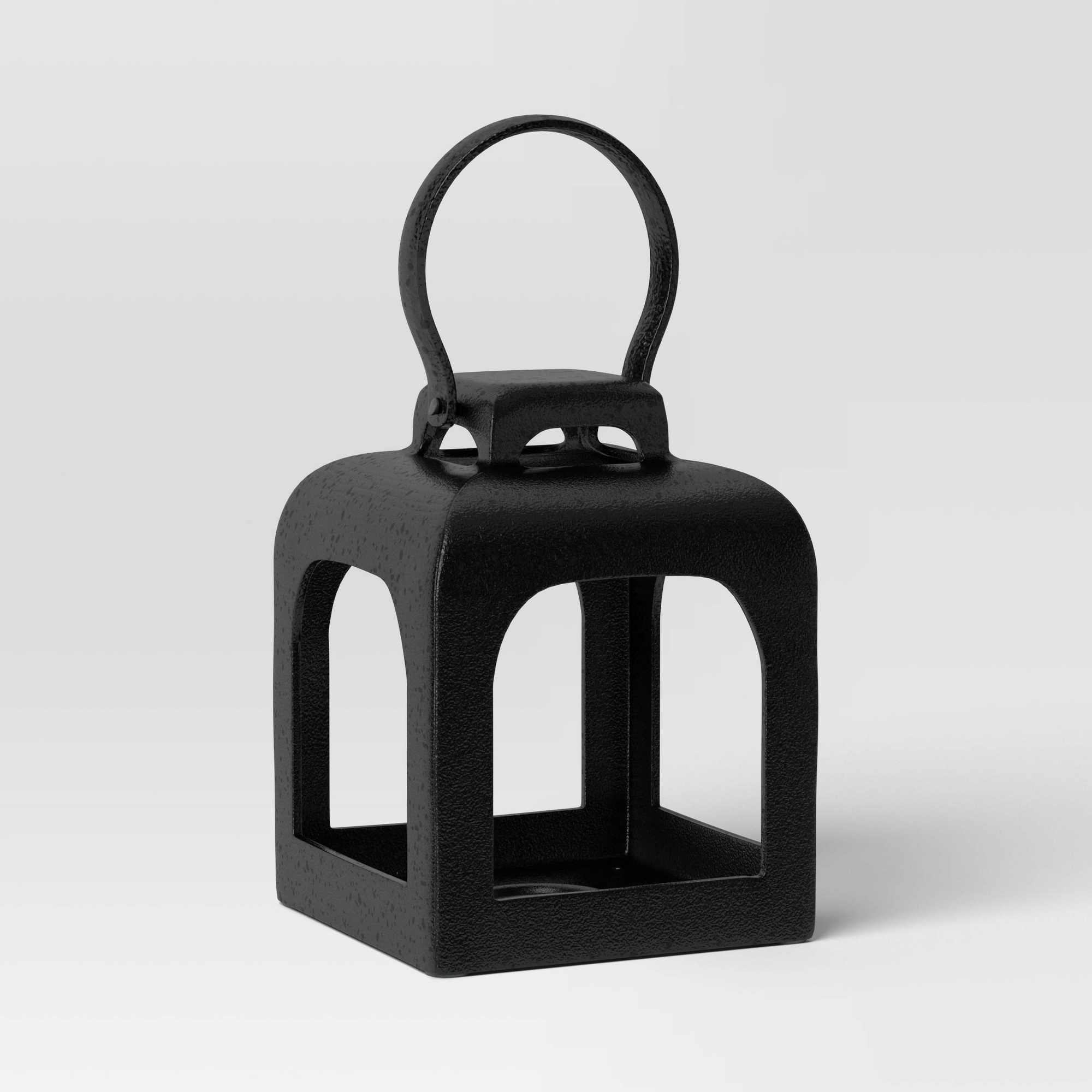 6.4"x5" Tealight Cast Aluminum Outdoor Lantern Candle Holder Black - Threshold™