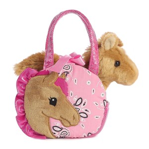 Aurora Fancy Pals 5.5" Pretty Pony Pet Carrier Pink Stuffed Animal - 1 of 3