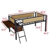 ALEXOUN Black Metal Bed Frame Gaming Loft Bed with Desk and Woven Rattan Guard Rails,Hanging Storage Compartment,for Apartments - 3 of 4