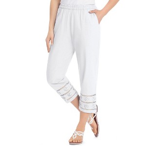 Collections Etc Novelty Trimmed Elasticized Waist Capri Pants - 1 of 4