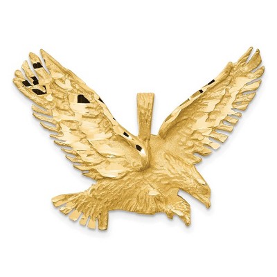 Black Bow Jewelry 14k Yellow Gold Large 2D Textured Eagle Pendant