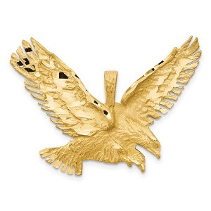 Black Bow Jewelry 14k Yellow Gold Large 2D Textured Eagle Pendant - 1 of 4