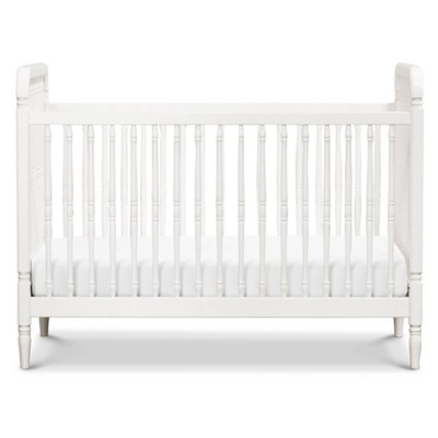 Warm White Pinewood Spindle Toddler Crib with Scallop Embellishment
