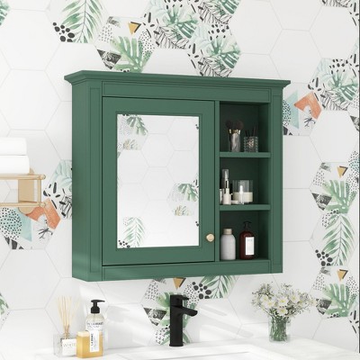 NicBex 30" Medicine Cabinet with Mirror,Wall Mounted Bathroom Storage Cabinet,Wall Cabinet with 3 Open Shelves,Over the Toilet Storage Cabinet