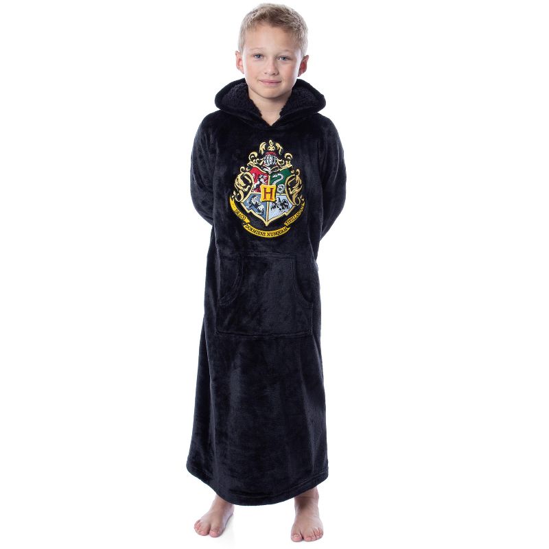 Harry Potter Hogwarts Costume Kids Wearable Blanket Pullover Robe Black, 2 of 7