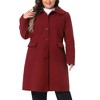 Agnes Orinda Women's Plus Size Peter Pan Collar Single Breasted with Pockets Long Winter Pea Coats - image 2 of 4