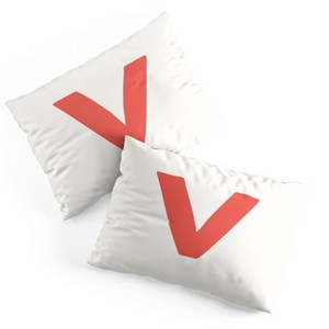Deny Designs Standard April Lane Art Block Red Monogram V Microfiber Printed Pillow Sham - 1 of 3