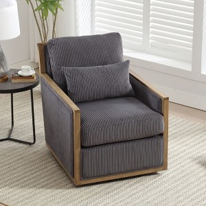 MOONMISS 360 Degree Corduroy Swivel Barrel Chair,Leisure Arm Chair for Nursery,Hotel,Bedroom,Office,Lounge - 1 of 4