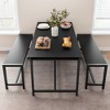 3-Piece Dining Table Set for 4 with 2 Benches, Kitchen Table with Corner Protectors, H-Shaped Frame, Compact for Apartments & Small Spaces - 3 of 4