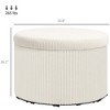 Aghana Digitals Beige Corduroy Storage Ottoman: 24" Round Upholstered Footrest with 25.6 Gal Hidden - 3 of 4