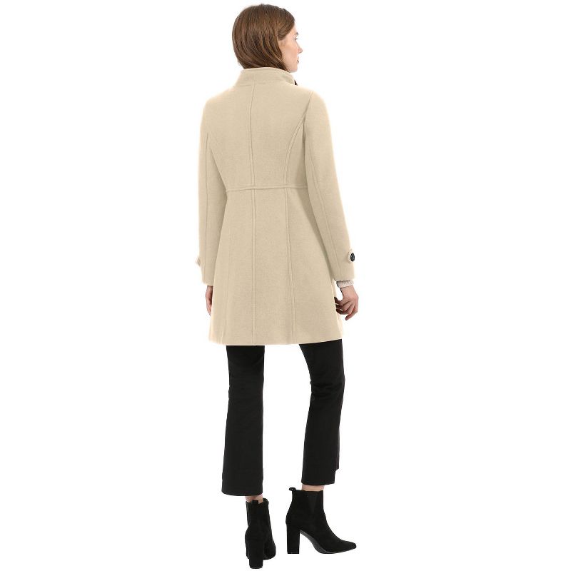 Allegra K Women's Stand Collar Double Breasted Slant Pockets Trendy Outwear Winter Coat, 6 of 8