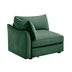 Vynxaria Modern Sofa Green Chenille, Wrapped Backrest/Armrest, Crescent Shape, Storage Drawers/Footrest, 2/3/4-Seat for Nordic/Modern Decor - 1 of 4