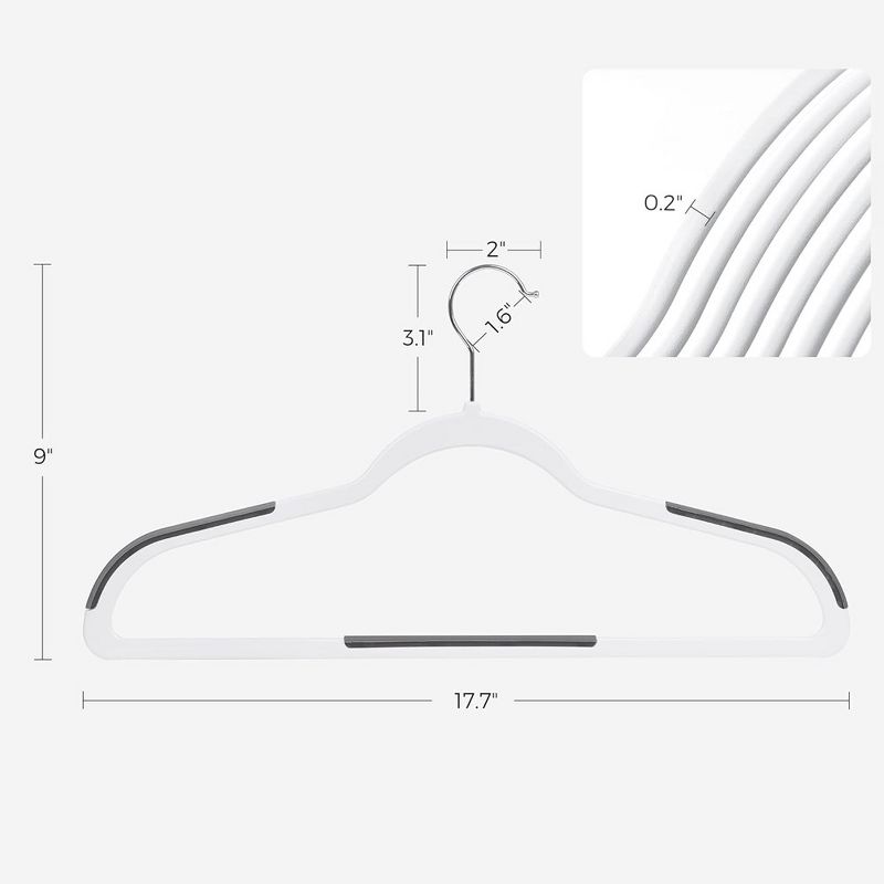 SONGMICS Clothes Hangers, Pack of 50 Plastic Coat Hangers, Non-Slip, 0.2 Inches Thick, 3 of 7