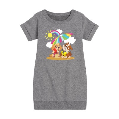 - Paw Patrol - Skye Rubble Beach Graphic Short Sleeve Fleece Dress