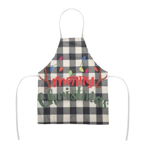 Unique Bargains Christmas Aprons Linen Black Beige Red Green 21.65"x26.77" 1 Pc - 1 of 4
