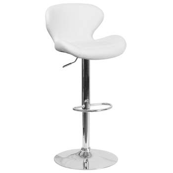 Flash Furniture Contemporary Adjustable Height Barstool with Curved Back and Chrome Base