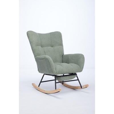 NicBex Velvet Glider Rocking Chair,Upholstered Nursery Rocker Chairs with High Backrest,Modern Rocking Chair,Nursing Chair for Bedroom