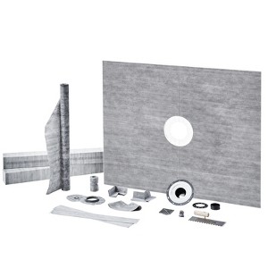 VEVOR Shower Curb Kit, 60"x48" Shower Pan Kit with 2" PVC Central Flange, Waterproof Membrane, Stainless Steel Grate and Joint Sealant, Grey - 1 of 4