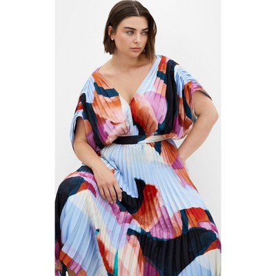 Women's Plus Size Henley Print Midi Dress - print | CITY CHIC