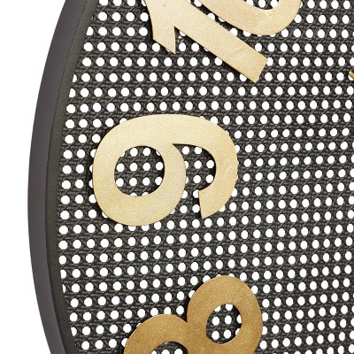 XL Black Metal Wall Clock with Gold Numbers