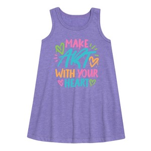 Girls' - Instant Message - Make Art With Your Heart Graphic Sleeveless Aline Dress - 1 of 3