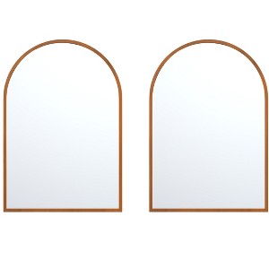 HomeRoots Set of Two Walnut Arch Wood Framed Bathroom Vanity Mirrors - 1 of 4