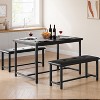 Dining Table Set for 4, Kitchen Table with 2 Upholstered Benches, 3-Piece Dining Set for Kitchen, Apartment, Small Spaces - 2 of 4