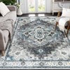 Washable Rug Area Rug Geometric Checkered - Neutral Farmhouse Carpet Stain Resistant for Living Room & Office - 2 of 4
