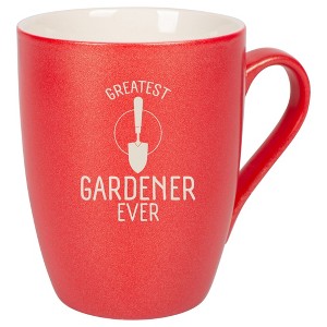 Elanze Designs Greatest Gardener Ever 10 Ounce Ceramic Laser-Etched Engraved Drinkware Mug, Metallic Crimson Red - 1 of 4
