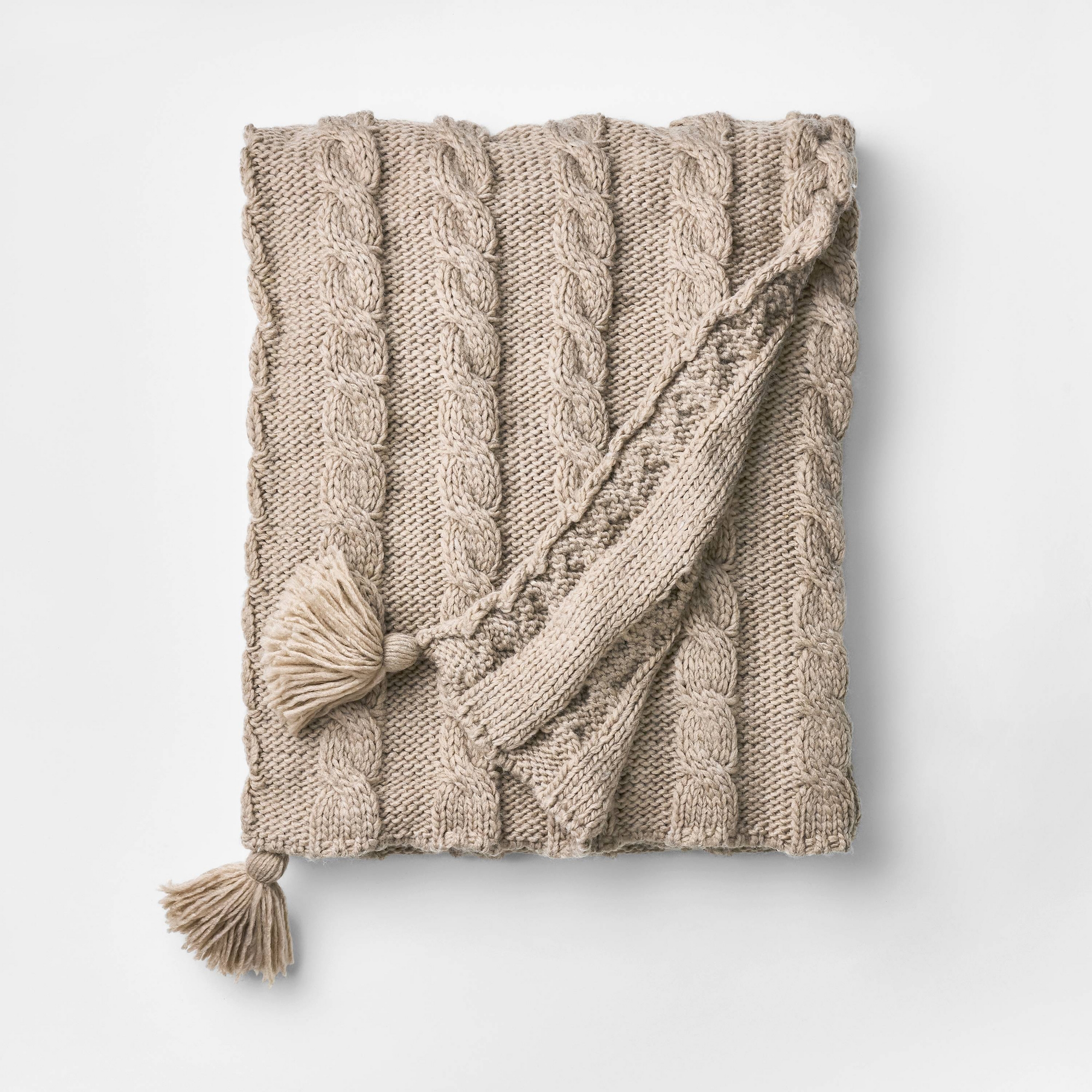 Knit Tassel Braided Throw Neutral - Threshold™ designed with Studio McGee