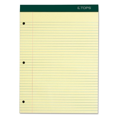 TOPS Double Docket Writing Pad 8 1/2 x 11 3/4 Canary 100 Sheets 63383