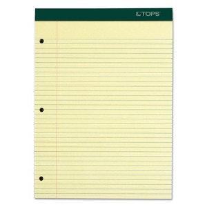 TOPS Double Docket Writing Pad 8 1/2 x 11 3/4 Canary 100 Sheets 63383 - 1 of 4