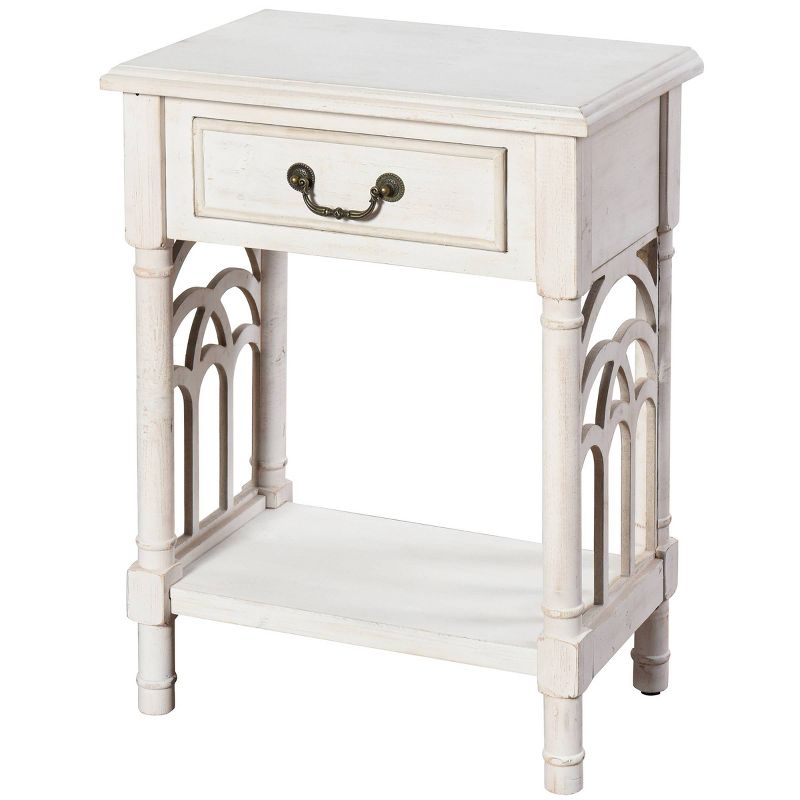 1 Drawer Side Table Distressed White - Stylecraft, 1 of 7