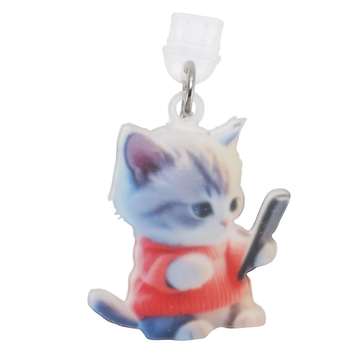Unique Bargains Cat Pendants Dust Plug Charm for Type-C Orange Pink Light Gray 2 Pcs - thumbnail 4