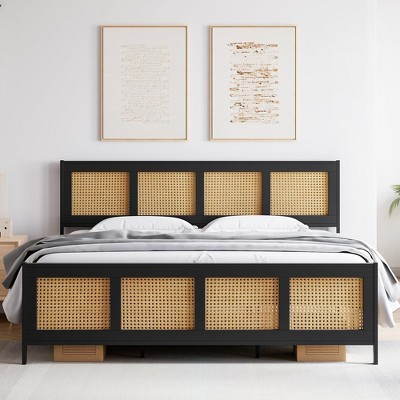 Bed Frame With Rattan Headboard And Footboard : Target