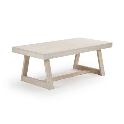 Classic White Sand Rectangular Pine Wood Coffee Table