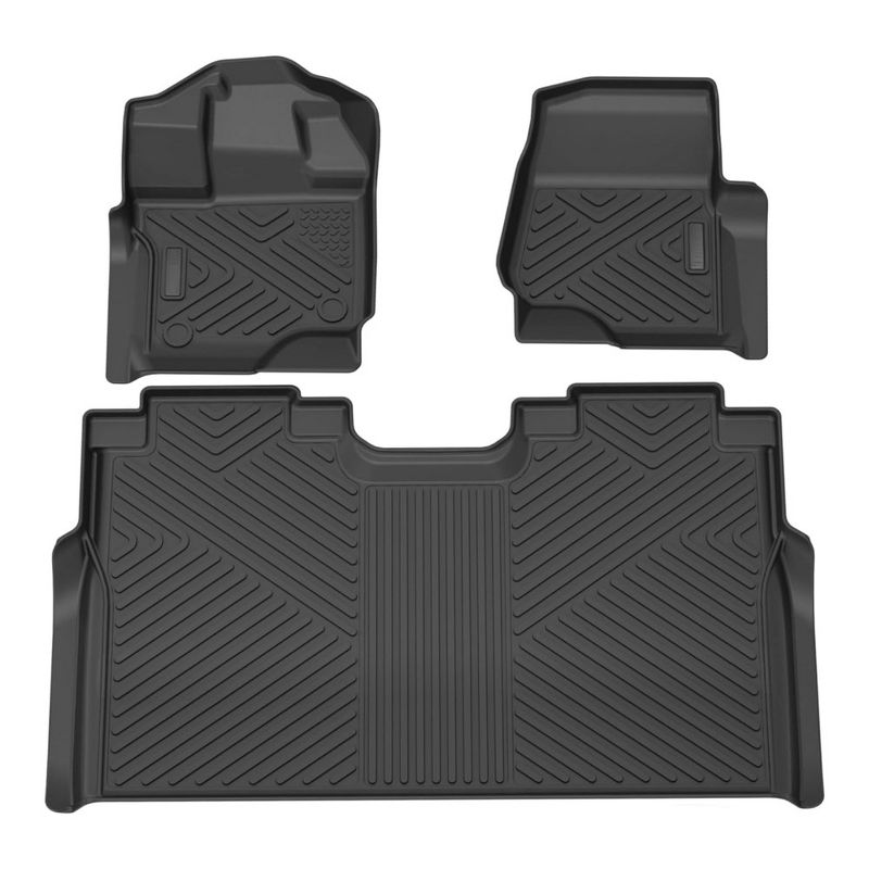 Floor Mats Compatible with 2015-2024 Ford F-150/ F150 Lightning Super Crew Cab, TPE All-Weather Car Floor Liners, 1 of 2