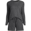 Lands' End Women's Cozy Brushed Rib 2 Piece Pajama Set - Long Sleeve Top and Shorts - 3 of 3