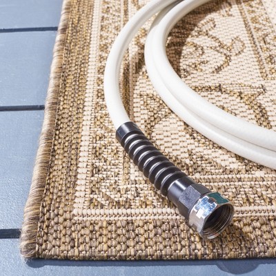 Elegant Easy-Care 4' x 5'7" Flat Woven Synthetic Area Rug in Natural Brown