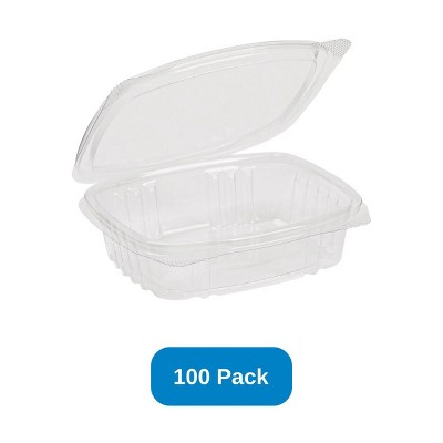 Inno-Pak 8 oz Rectangular Container Clear RPET Hinged Lid - Pack of 100