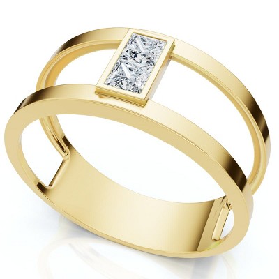 Pompeii3 Certified 1/3ct Parallel Band Diamond Engagement Ring 14k Gold or Pt Lab Created