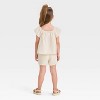 Toddler Girls' Floral Top & Shorts Set - Cat & Jack™ Beige - 2 of 4