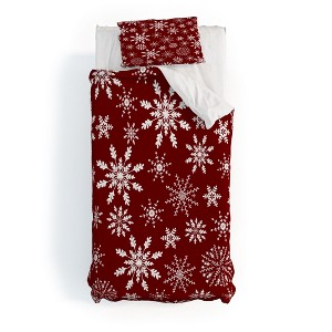 Iveta Abolina Silent Night Red Duvet Cover + Pillow Sham(s) - Deny Designs - 1 of 4