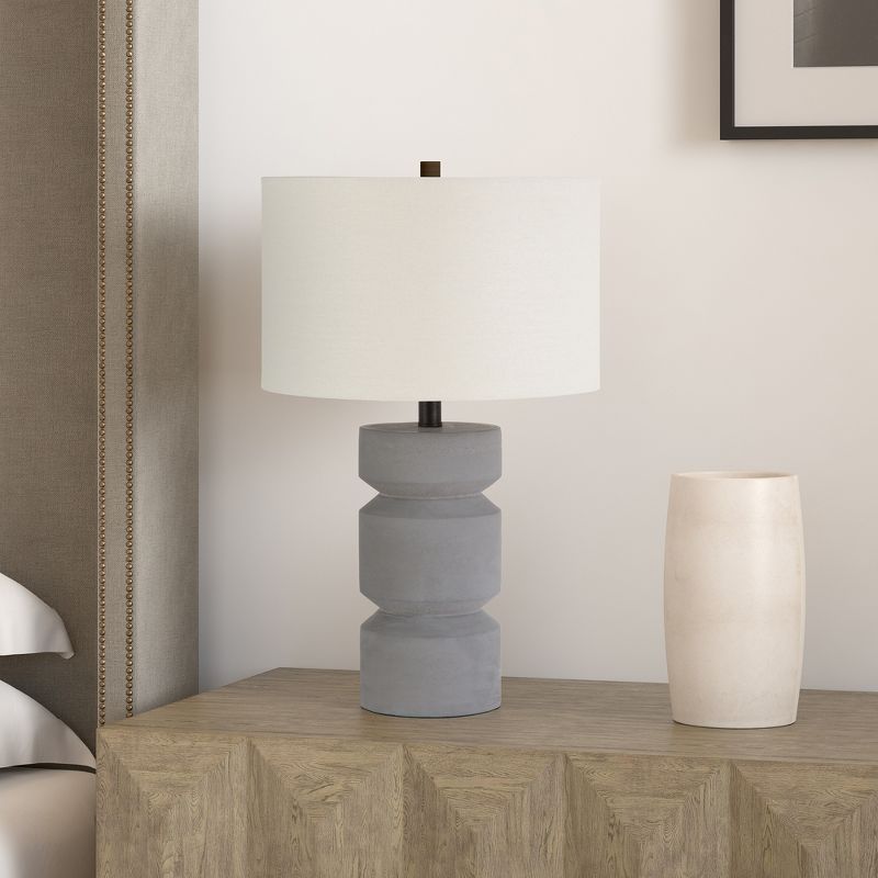 Hampton &#38; Thyme 23.5&#34; Tall Table Lamp with Fabric Shade Concrete/White, 3 of 10