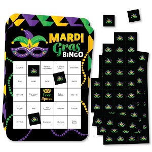 Big Dot of Happiness Colorful Mardi Gras Mask - Bingo Cards and Markers - Masquerade Party Bingo Game - Set of 18 - 1 of 4